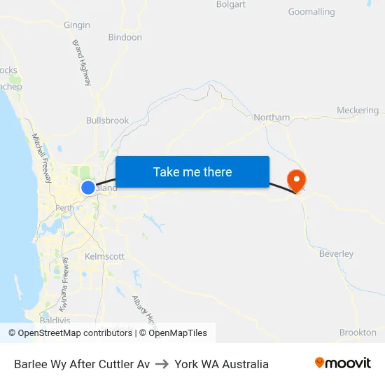 Barlee Wy After Cuttler Av to York WA Australia map
