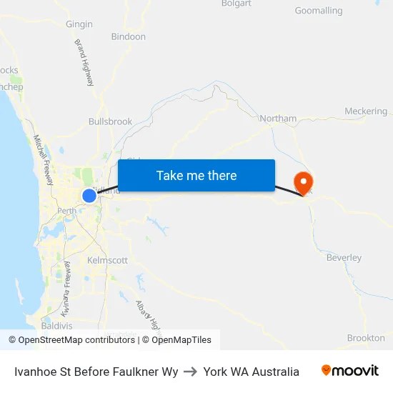 Ivanhoe St Before Faulkner Wy to York WA Australia map