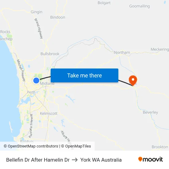 Bellefin Dr After Hamelin Dr to York WA Australia map