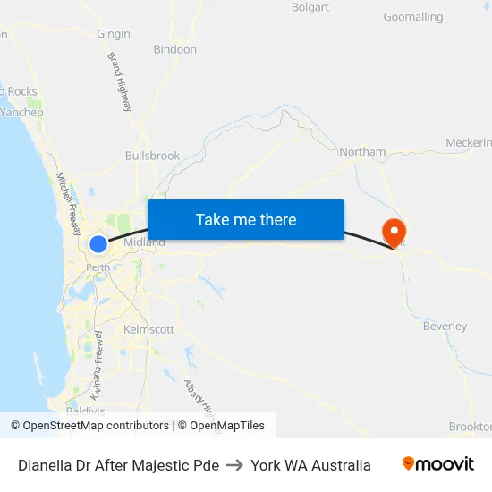 Dianella Dr After Majestic Pde to York WA Australia map
