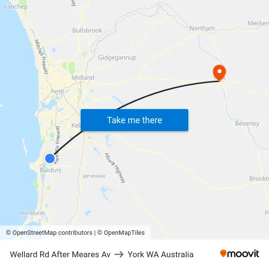 Wellard Rd After Meares Av to York WA Australia map