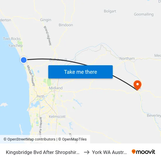Kingsbridge Bvd After Shropshire Rd to York WA Australia map