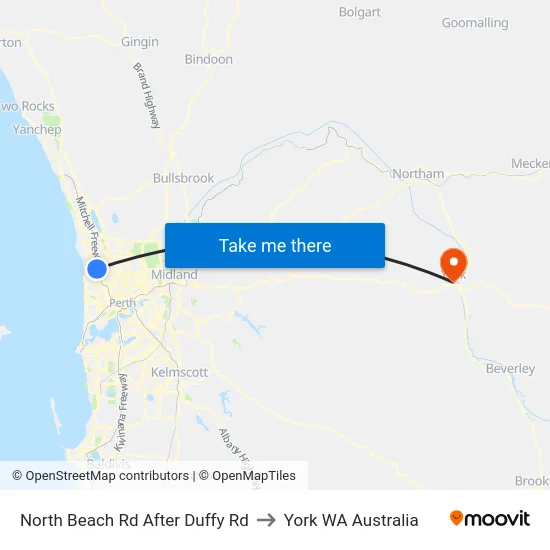 North Beach Rd After Duffy Rd to York WA Australia map