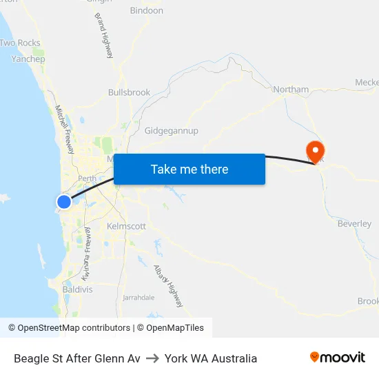 Beagle St After Glenn Av to York WA Australia map