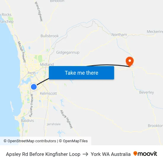 Apsley Rd Before Kingfisher Loop to York WA Australia map