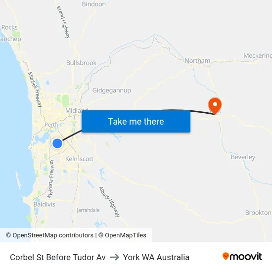 Corbel St Before Tudor Av to York WA Australia map