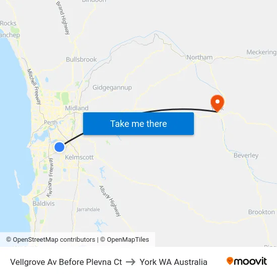 Vellgrove Av Before Plevna Ct to York WA Australia map