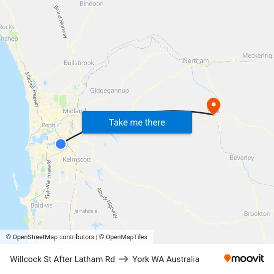 Willcock St After Latham Rd to York WA Australia map