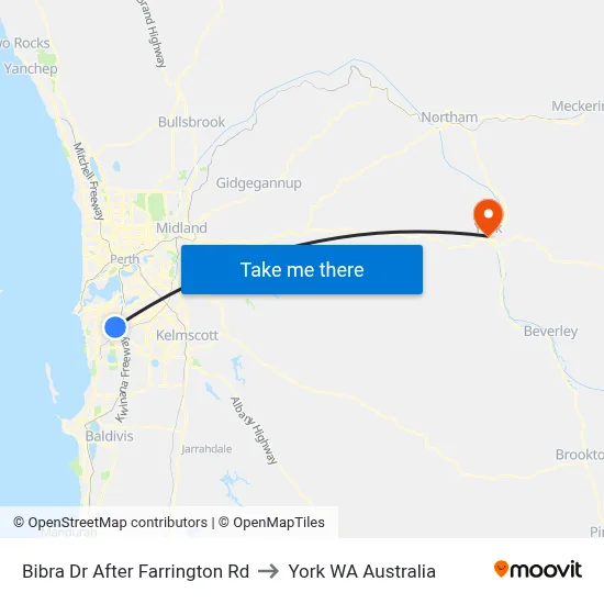 Bibra Dr After Farrington Rd to York WA Australia map