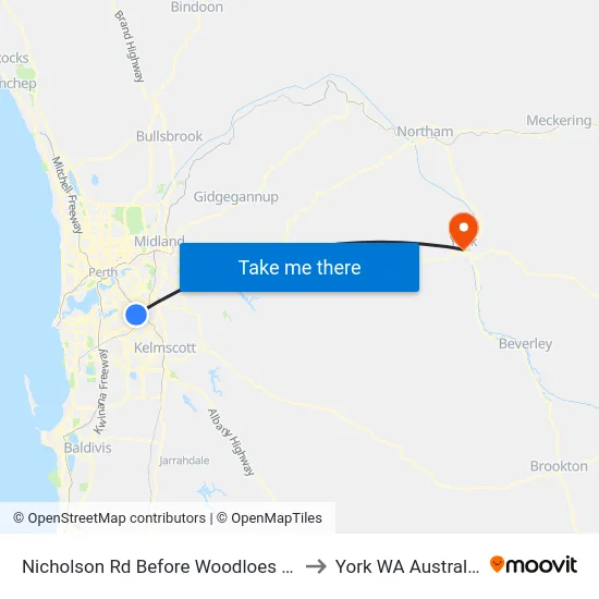 Nicholson Rd Before Woodloes St to York WA Australia map