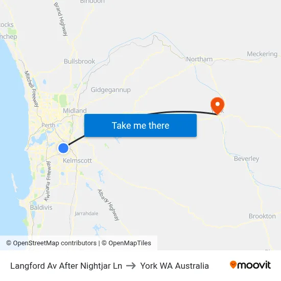 Langford Av After Nightjar Ln to York WA Australia map