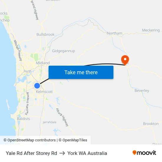 Yale Rd After Storey Rd to York WA Australia map