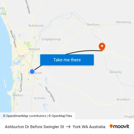 Ashburton Dr Before Swingler St to York WA Australia map