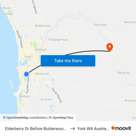 Elderberry Dr Before Bolderwood Dr to York WA Australia map