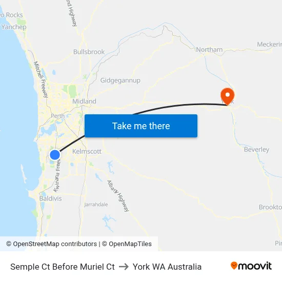 Semple Ct Before Muriel Ct to York WA Australia map