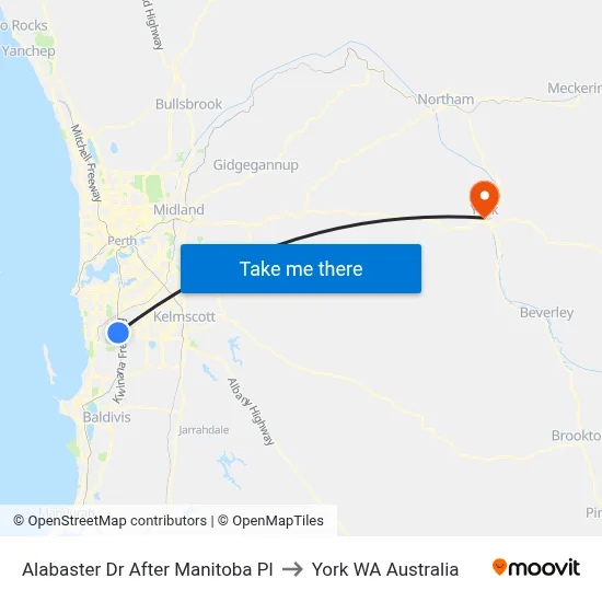 Alabaster Dr After Manitoba Pl to York WA Australia map
