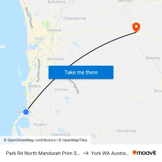 Park Rd North Mandurah Prim Sch to York WA Australia map