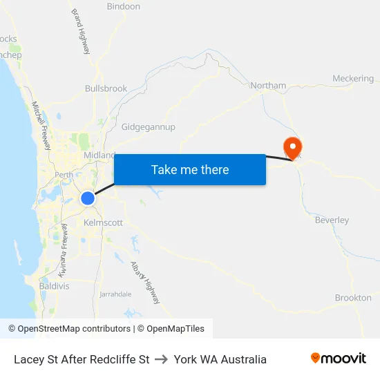 Lacey St After Redcliffe St to York WA Australia map
