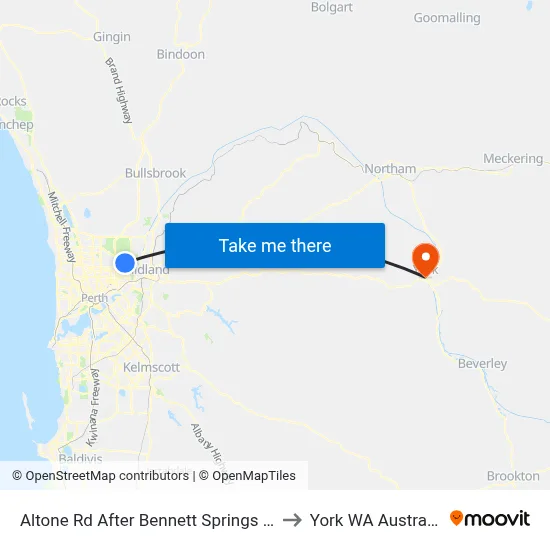 Altone Rd After Bennett Springs Dr to York WA Australia map