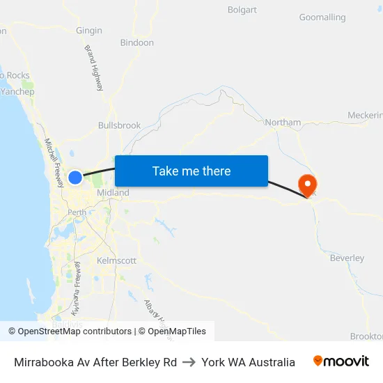 Mirrabooka Av After Berkley Rd to York WA Australia map