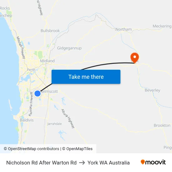 Nicholson Rd After Warton Rd to York WA Australia map