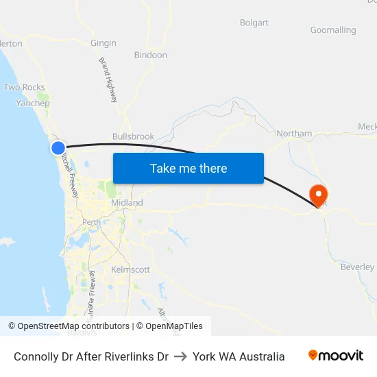 Connolly Dr After Riverlinks Dr to York WA Australia map
