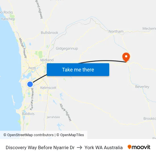 Discovery Way Before Nyarrie Dr to York WA Australia map