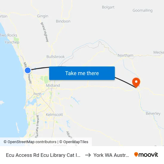Ecu Access Rd Ecu Library Cat Id 28 to York WA Australia map