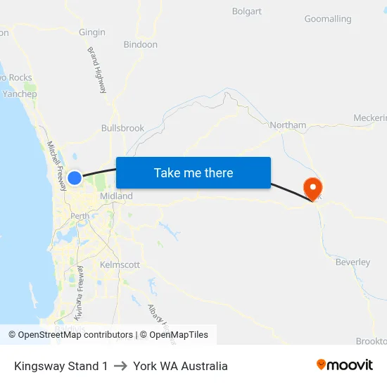 Kingsway   Stand 1 to York WA Australia map