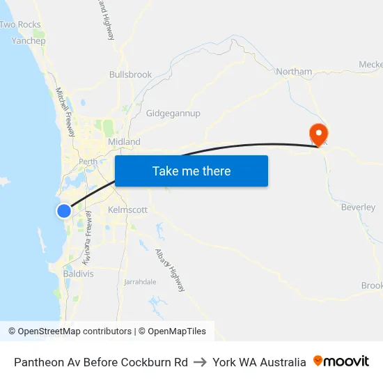 Pantheon Av Before Cockburn Rd to York WA Australia map