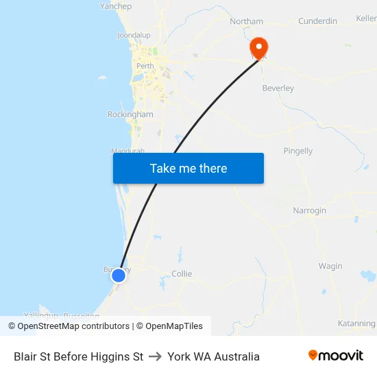 Blair St Before Higgins St to York WA Australia map