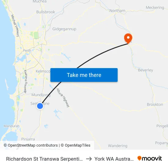 Richardson St Transwa Serpentine to York WA Australia map