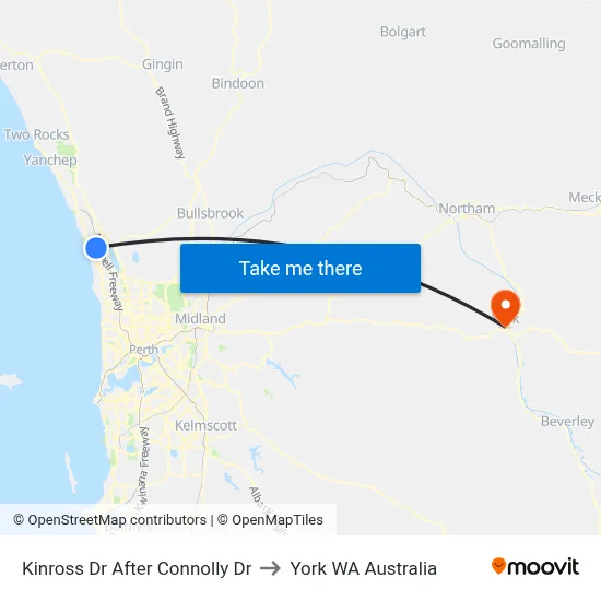 Kinross Dr After Connolly Dr to York WA Australia map