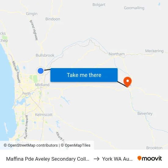 Maffina Pde Aveley Secondary College Stand 1 to York WA Australia map