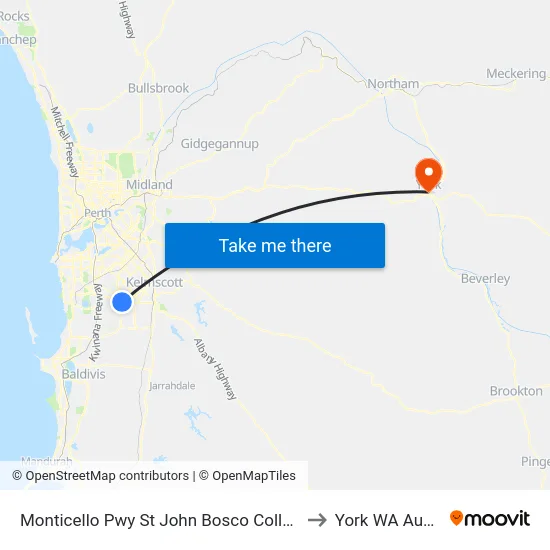 Monticello Pwy St John Bosco College Stand 1 to York WA Australia map