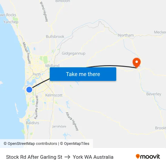 Stock Rd After Garling St to York WA Australia map