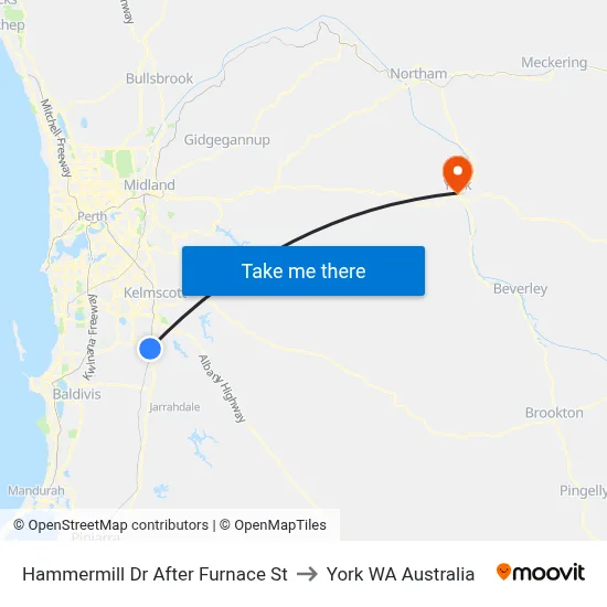 Hammermill Dr After Furnace St to York WA Australia map