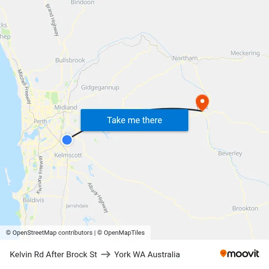 Kelvin Rd After Brock St to York WA Australia map