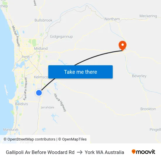 Gallipoli Av Before Woodard Rd to York WA Australia map
