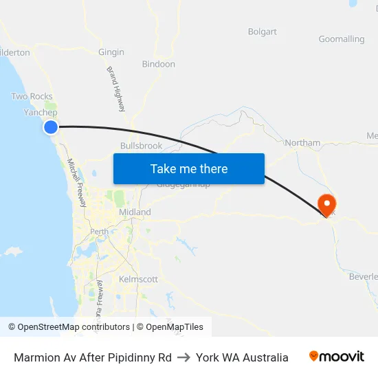 Marmion Av After Pipidinny Rd to York WA Australia map