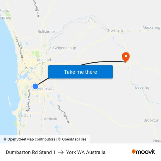 Dumbarton Rd Stand 1 to York WA Australia map