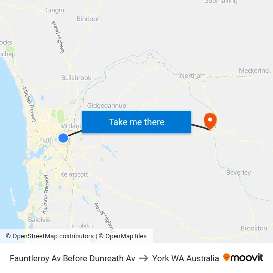 Fauntleroy Av Before Dunreath Av to York WA Australia map