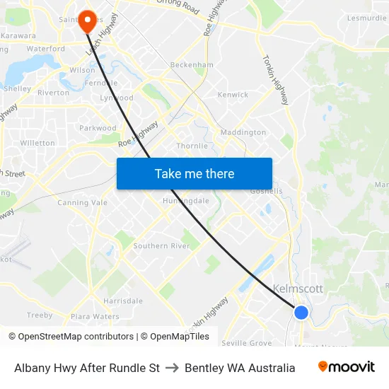 Albany Hwy After Rundle St to Bentley WA Australia map