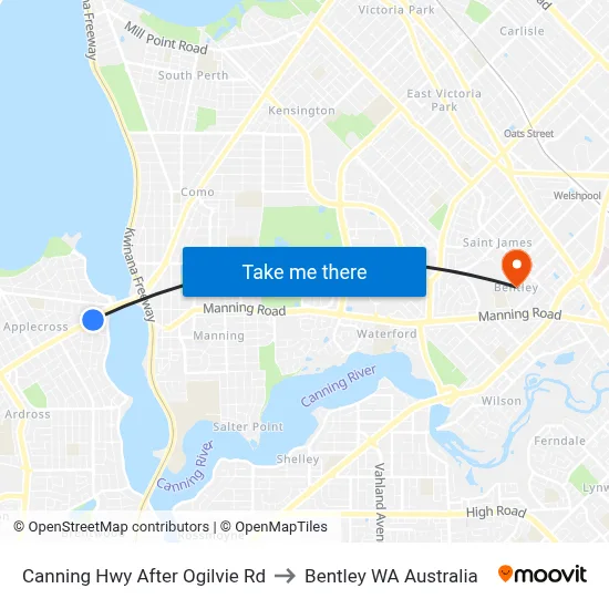 Canning Hwy After Ogilvie Rd to Bentley WA Australia map