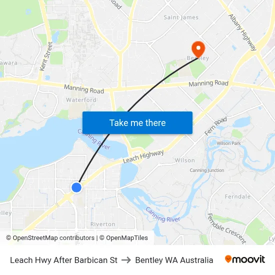 Leach Hwy After Barbican St to Bentley WA Australia map