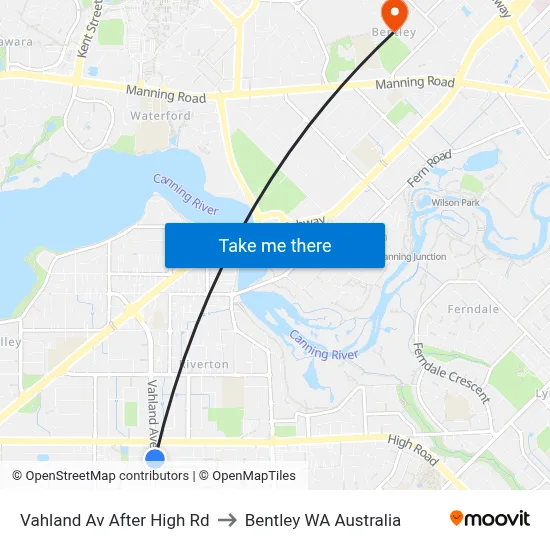 Vahland Av After High Rd to Bentley WA Australia map