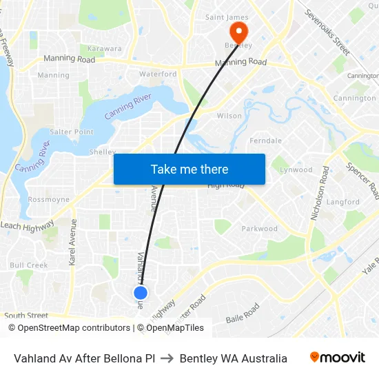 Vahland Av After Bellona Pl to Bentley WA Australia map