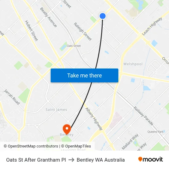 Oats St After Grantham Pl to Bentley WA Australia map