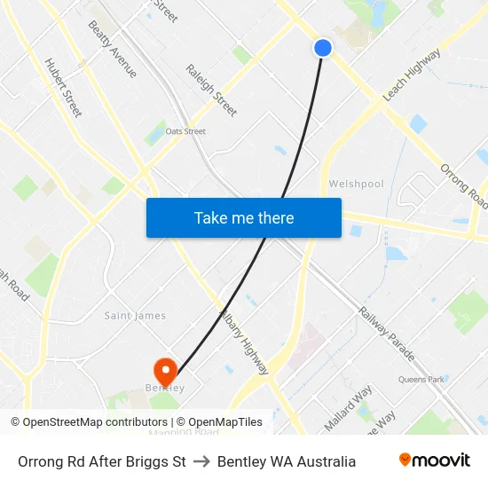 Orrong Rd After Briggs St to Bentley WA Australia map