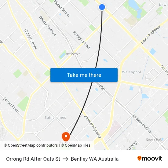 Orrong Rd After Oats St to Bentley WA Australia map